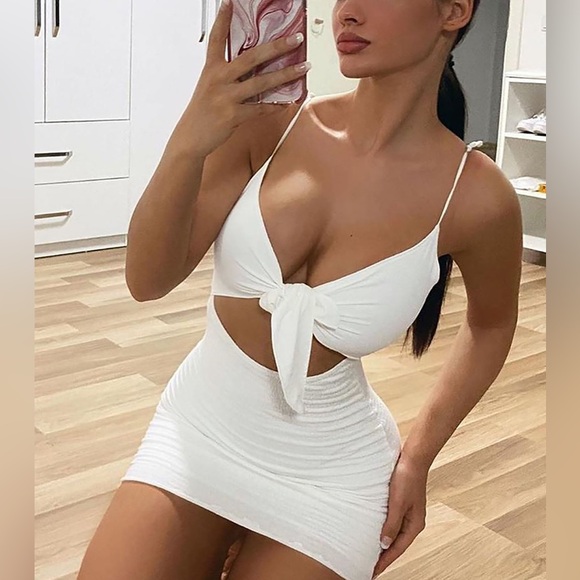 🤍✨ Fashion Nova ✨🤍 White Have A Great Day Bow Mini Dress ✨ Small/Med, SOLD OUT - Picture 12 of 12